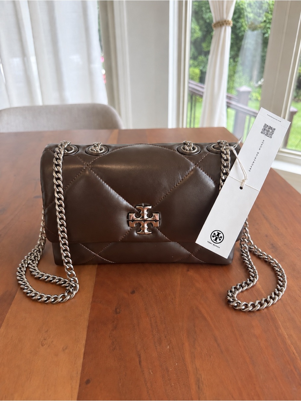 🤎✨ TRENDING NWT Tory Burch Small Kira Diamond Quilt Bag Cocoa MSRP $575